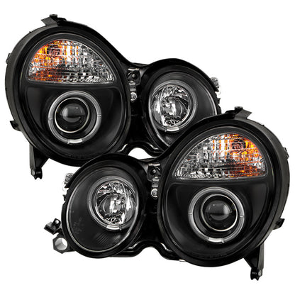 Spyder Mercedes Benz E-Class 00-02 Projector Headlights LED Halo Blk PRO-YD-MBW21099-HL-BK 5011299