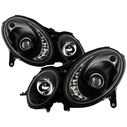 Spyder Mercedes Benz E-Class 07-09 Projector Headlights Halogen - DRL Blk PRO-YD-MBW21107-DRL-BK 5029379