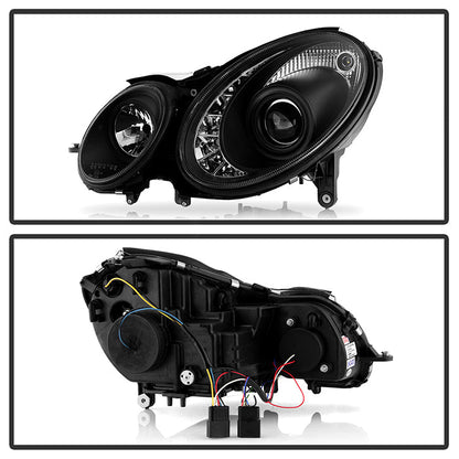 Spyder Mercedes Benz E-Class 07-09 Projector Headlights Halogen - DRL Blk PRO-YD-MBW21107-DRL-BK 5029379