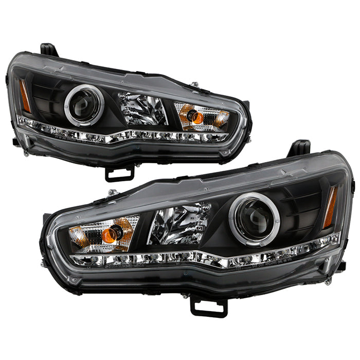 Spyder Mitsubishi Lancer/EVO-10 08-14 Projector Halogen Model- LED Halo DRL Blk PRO-YD-ML08-DRL-BK 5039392