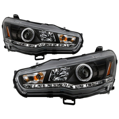 Spyder Mitsubishi Lancer/EVO-10 08-14 Projector Halogen Model- LED Halo DRL Blk PRO-YD-ML08-DRL-BK 5039392