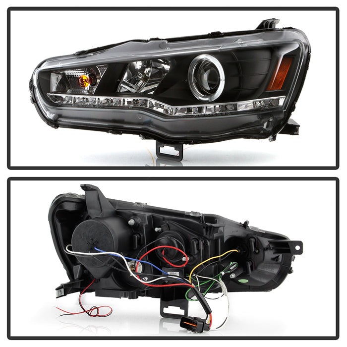 Spyder Mitsubishi Lancer/EVO-10 08-14 Projector Halogen Model- LED Halo DRL Blk PRO-YD-ML08-DRL-BK 5039392