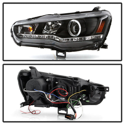 Spyder Mitsubishi Lancer/EVO-10 08-14 Projector Halogen Model- LED Halo DRL Blk PRO-YD-ML08-DRL-BK 5039392
