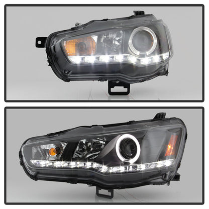Spyder Mitsubishi Lancer/EVO-10 08-14 Projector Halogen Model- LED Halo DRL Blk PRO-YD-ML08-DRL-BK 5039392