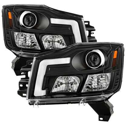 Spyder 04-15 Nissan Titan / 04-07 Nissan Armada V2 Projector Headlights - Black PRO-YD-NTI04-DRL-BK 5085504