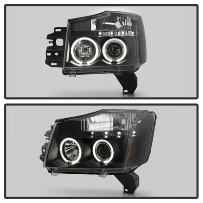 Spyder Nissan Titan 04-14/Armada 04-07 Projector Headlights LED Halo LED Blk PRO-YD-NTI04-HL-BK 5011572