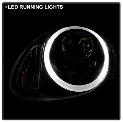 Spyder Porsche Cayman 05-08 Headlights - Halogen Model Only - DRL LED - Black PRO-YD-P98705-DRL-BK 5083197