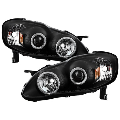 Spyder Projector Headlights | Toyota Corolla 2003-2008 | LED Halo, Black