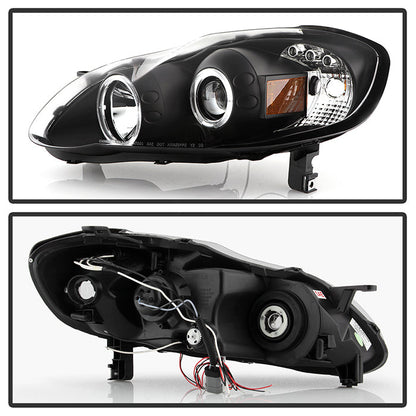 Spyder Projector Headlights | Toyota Corolla 2003-2008 | LED Halo, Black