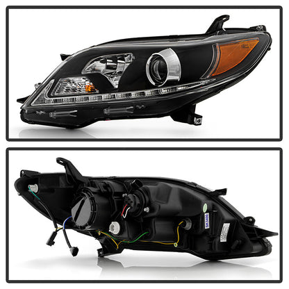 Spyder Toyota Sienna 2011-2014  Projector Headlights - DRL LED - Black PRO-YD-TSEN11-DRL-BK 5083982