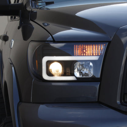 Spyder 08-13 Toyota Sequoia Projector Headlights - Light Bar DRL - Black PRO-YD-TTU07V2-LB-BK 5085344