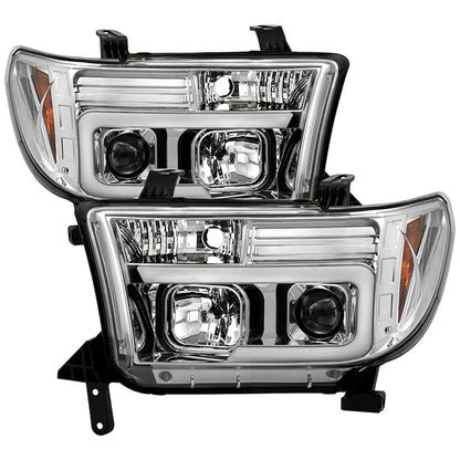 Spyder 07-13 Toyota Tundra V2 Light Bar DRL Projector Headlights - Chrome (PRO-YD-TTU07V2-LB-C) 5084651
