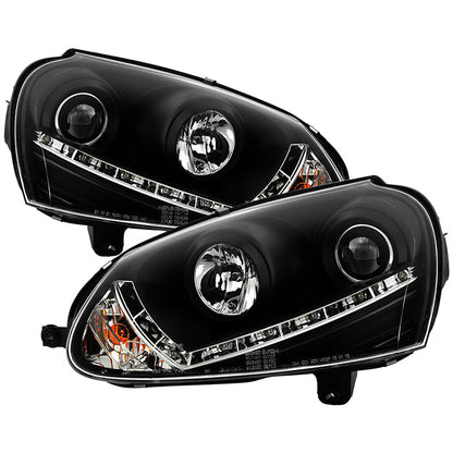 Spyder Volkswagen GTI 06-09/Jetta 06-09 Halogen Model Only - DRL Black PRO-YD-VG06-DRL-BK 5017505