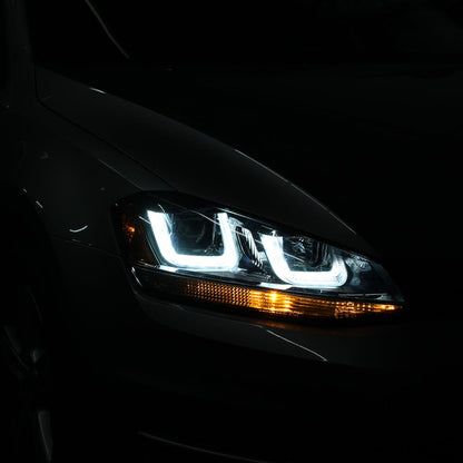 Spyder Volkswagen Golf VII 14-16 Projector Headlights DRL LED Blk Stripe Blk PRO-YD-VG15-BLK-DRL-BK 5080578