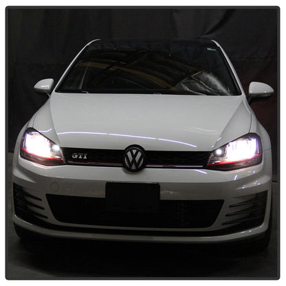 Spyder Volkswagen Golf VII 14-16 Projector Headlights DRL LED Red Stripe Blk PRO-YD-VG15-RED-DRL-BK 5080592