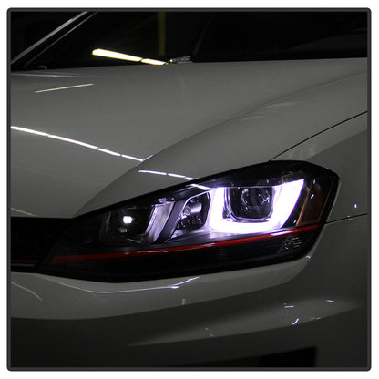 Spyder Volkswagen Golf VII 14-16 Projector Headlights DRL LED Red Stripe Blk PRO-YD-VG15-RED-DRL-BK 5080592