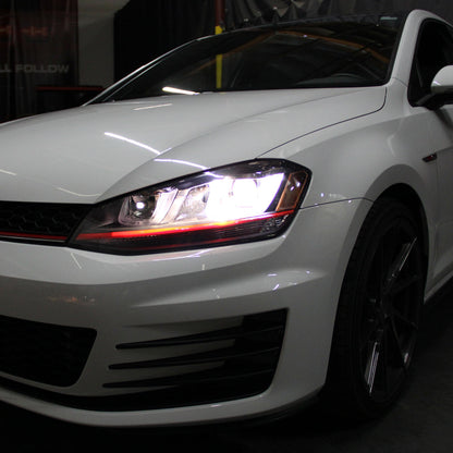Spyder Volkswagen Golf VII 14-16 Projector Headlights DRL LED Red Stripe Blk PRO-YD-VG15-RED-DRL-BK 5080592