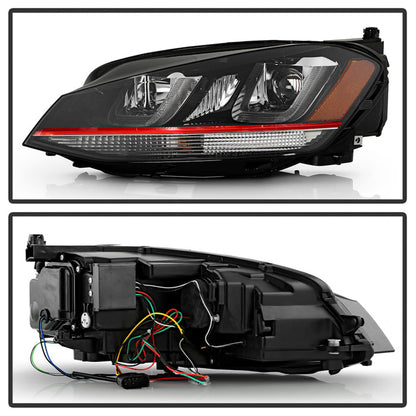 Spyder Volkswagen Golf VII 14-16 Projector Headlights DRL LED Red Stripe Blk PRO-YD-VG15-RED-DRL-BK 5080592