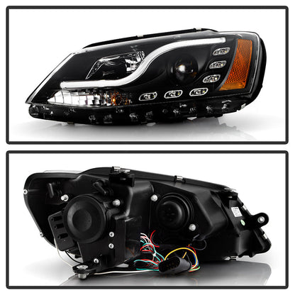 Spyder Volkswagen Jetta 11-14 Projector Headlights Halogen Light Tube DRL Blk PRO-YD-VJ11-LTDRL-BK 5073648