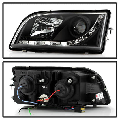Spyder Volvo S40 97-03 Projector Headlights DRL Black High H1 Low H1 PRO-YD-VOS4097-DRL-BK 5030351