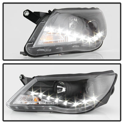 Spyder Volkswagen Tiguan 09-11 Projector Headlights DRL Black High H1 Low H7 PRO-YD-VTIG09-DRL-BK 5042651