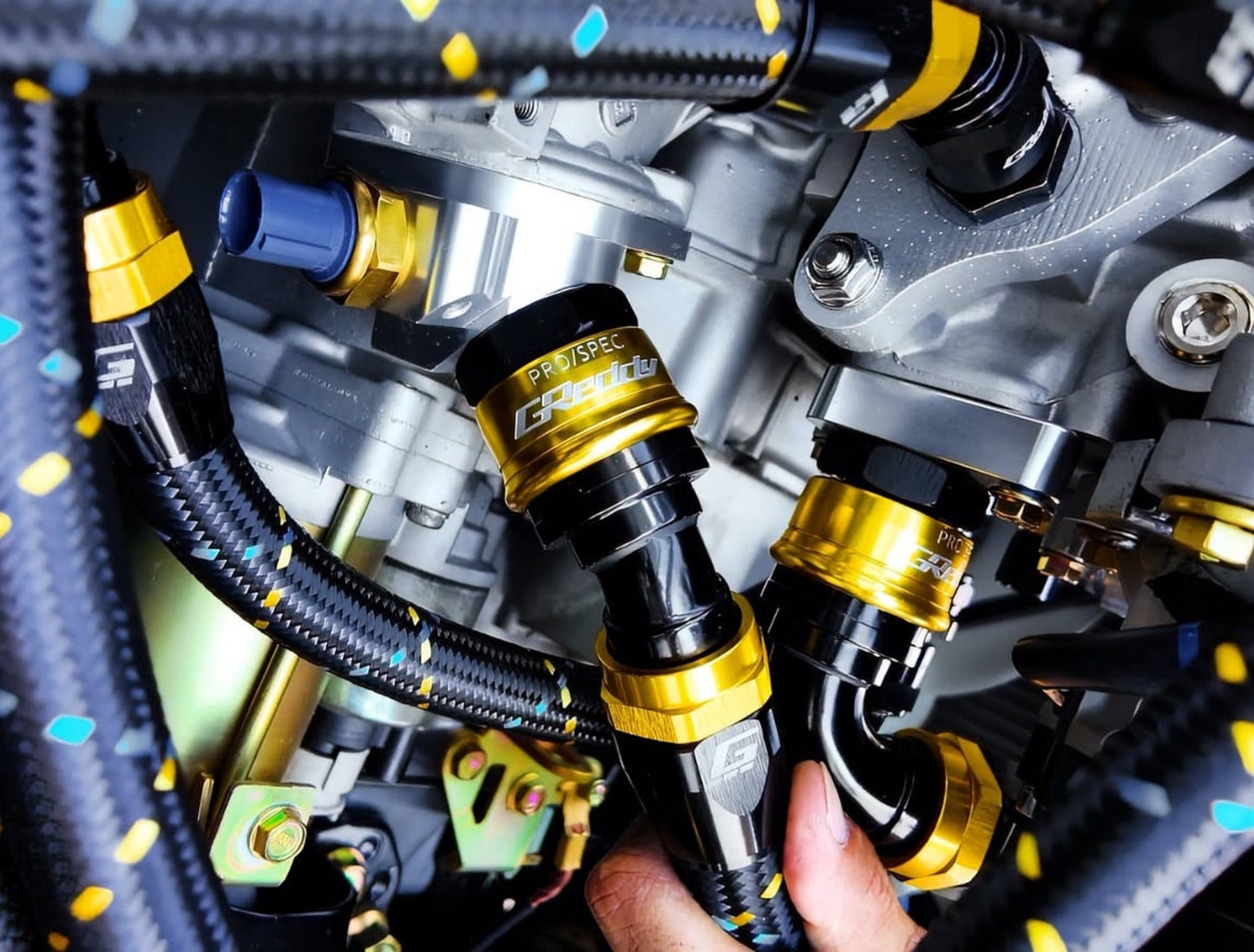 CATALOG GREDDY PRO/SPEC 45 DEG. QUICK-RELEASE HOSE END(s) - BLACK/GOLD - (12860445 12860645 12860845 12861045 12861245 12861645 12862045)