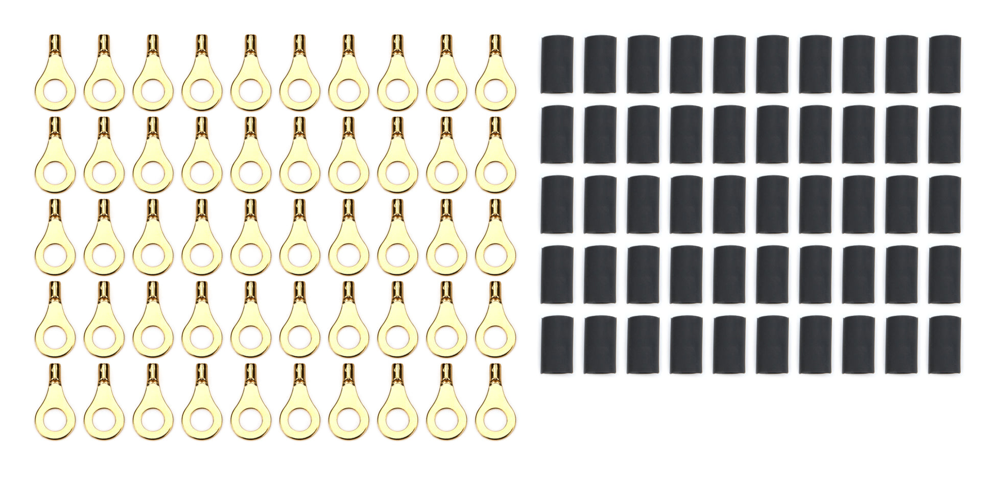 Quickcar Racing Products Ring Terminal 1/4in 18- 22 Ga w/Heat Shrink 50pk Wiring Components Wiring Connectors and Terminals main image
