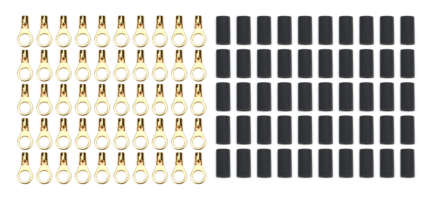 Quickcar Racing Products Ring Terminal 3/8in 10- 12 Ga w/Heat Shrink 50pk Wiring Components Wiring Connectors and Terminals main image