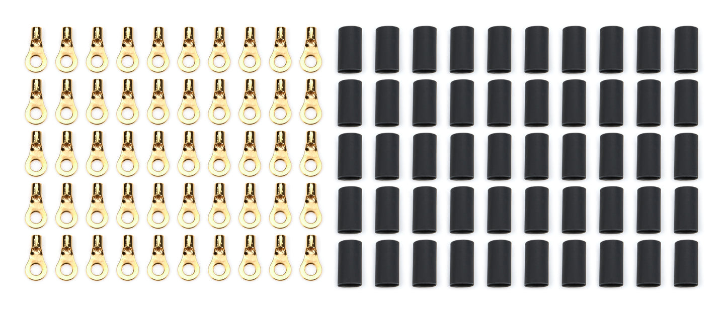 Quickcar Racing Products Ring Terminal #8 14-16 Ga w/Heat Shrink 50pk Wiring Components Wiring Connectors and Terminals main image