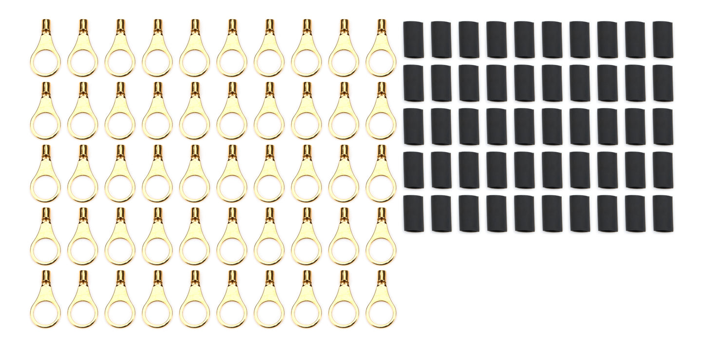 Quickcar Racing Products Ring Terminal 3/8in 14- 16 Ga w/Heat Shrink 50pk Wiring Components Wiring Connectors and Terminals main image