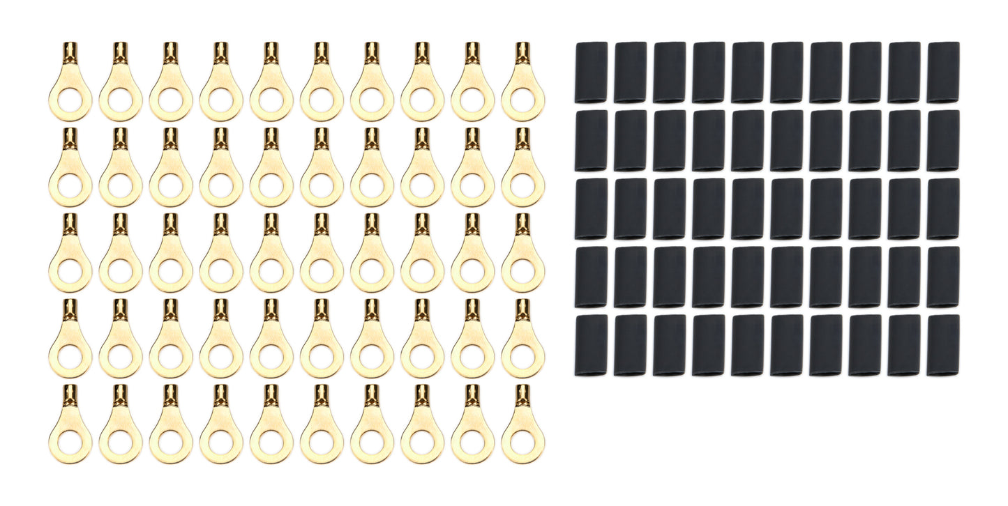Quickcar Racing Products Ring Terminal 1/4in 14- 16 Ga w/Heat Shrink 50pk Wiring Components Wiring Connectors and Terminals main image