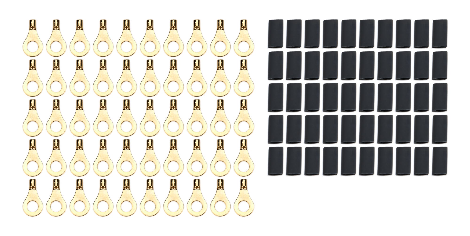 Quickcar Racing Products Ring Terminal 1/4in 14- 16 Ga w/Heat Shrink 50pk Wiring Components Wiring Connectors and Terminals main image