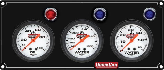 QUICKCAR RACING PRODUCTS 3 Gauge Panel OP/WT/WP Black Gauges and Accessories Gauge Kits main image