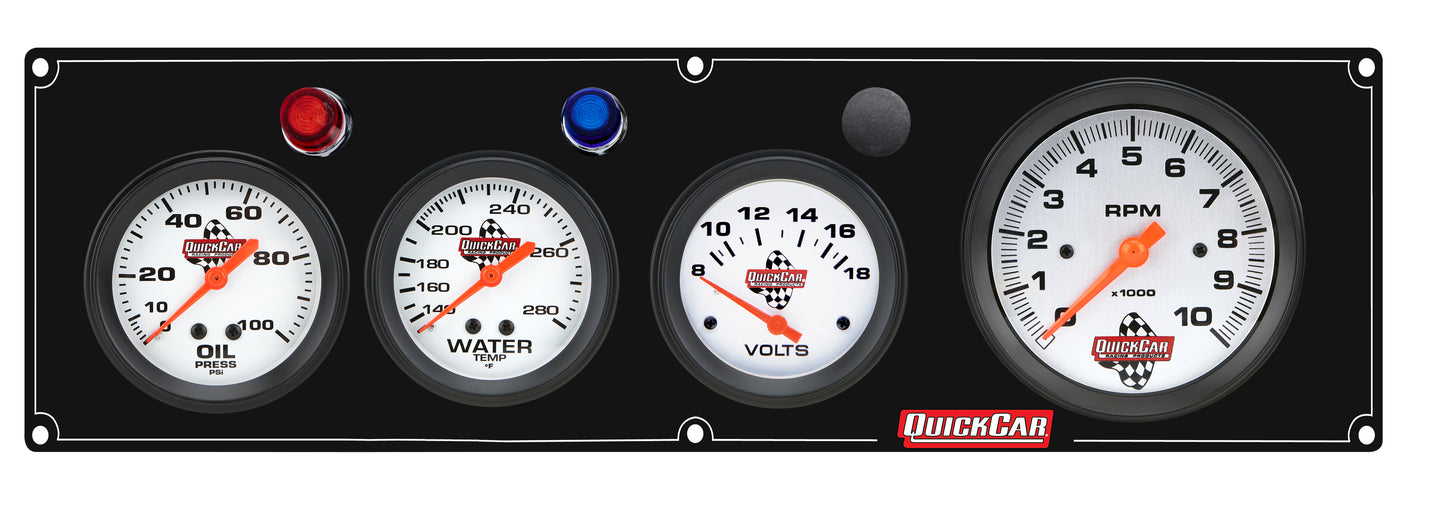 QUICKCAR RACING PRODUCTS 3-1 Gauge Panel OP/WT/VT Black Gauges and Accessories Gauge Kits main image