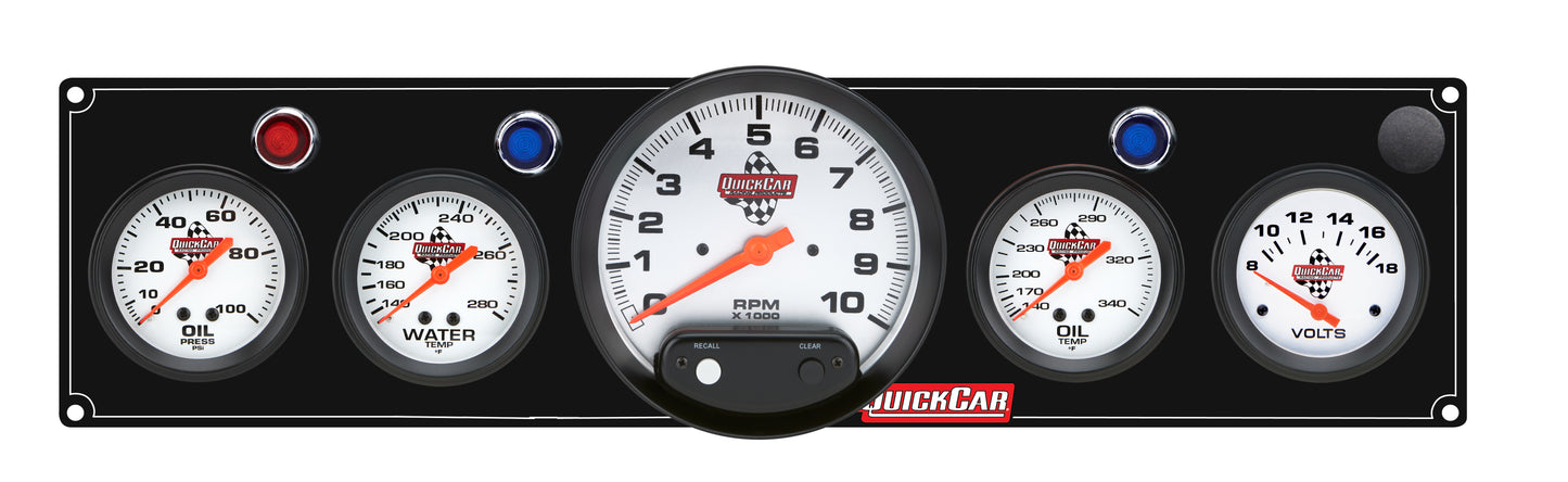 QUICKCAR RACING PRODUCTS 4-1 Gauge Panel OP/WT/OT/VT Black Gauges and Accessories Gauge Kits main image