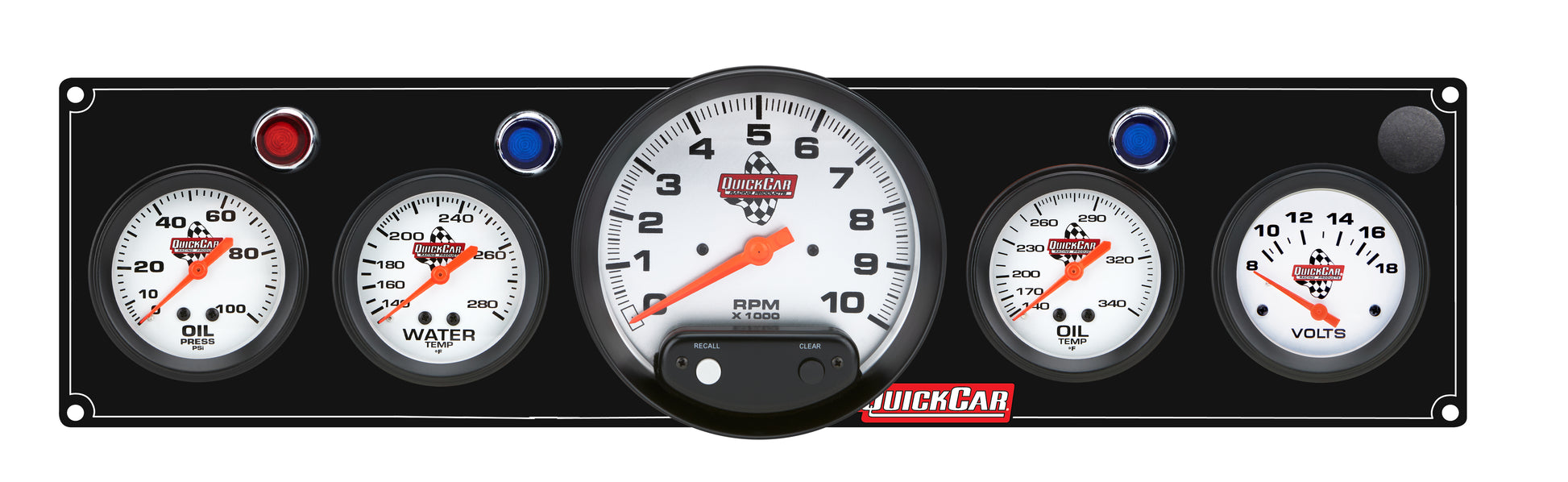 QUICKCAR RACING PRODUCTS 4-1 Gauge Panel OP/WT/OT/VT Black Gauges and Accessories Gauge Kits main image