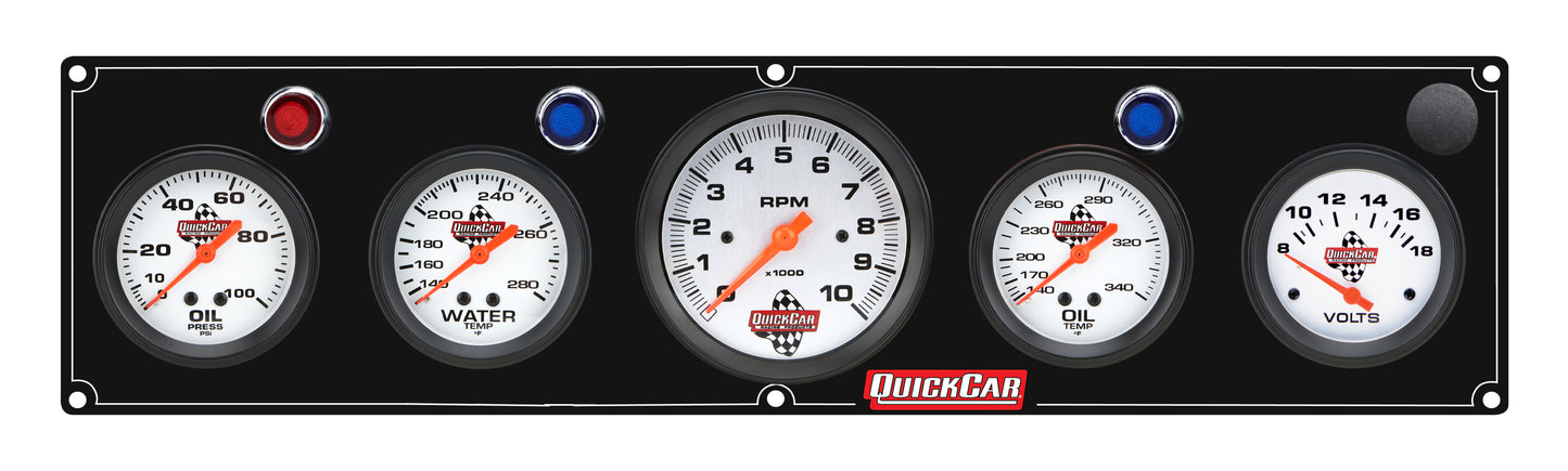 QUICKCAR RACING PRODUCTS 4-1 Gauge Panel OP/WT/OT/VT Black Gauges and Accessories Gauge Kits main image