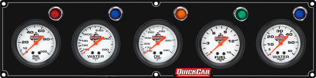 QUICKCAR RACING PRODUCTS 5 Gauge Panel OP/WT/OT/FP15/WP Black Gauges and Accessories Gauge Kits main image