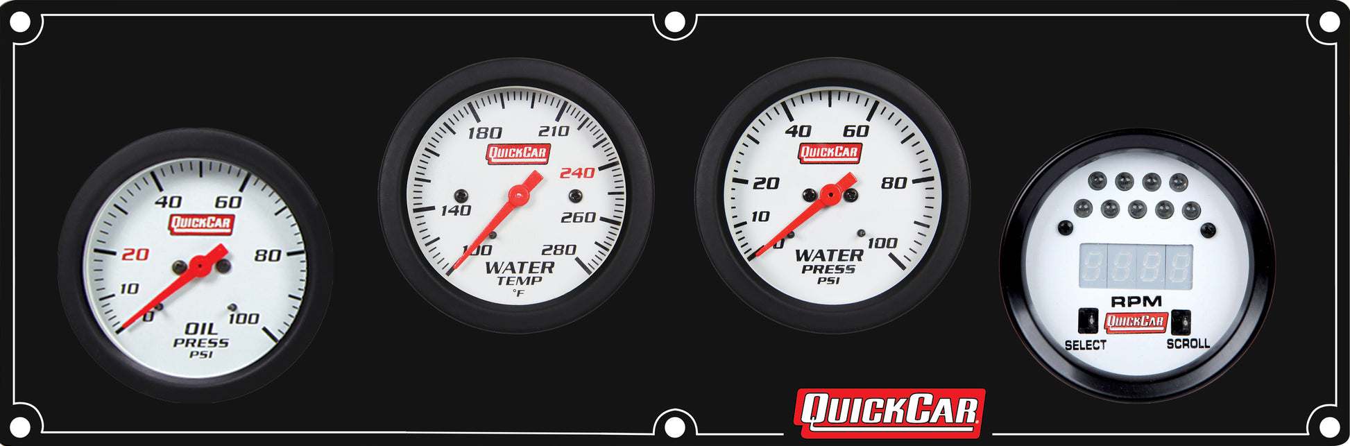 QUICKCAR RACING PRODUCTS Extreme 3-1 Panel w/Tach OP/WT/WP Black Gauges and Accessories Gauge Kits main image