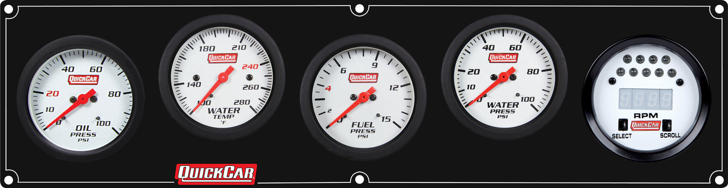 QUICKCAR RACING PRODUCTS Extreme 4-1 Panel w/Tach OP/WT/FP15/WP Black Gauges and Accessories Gauge Kits main image