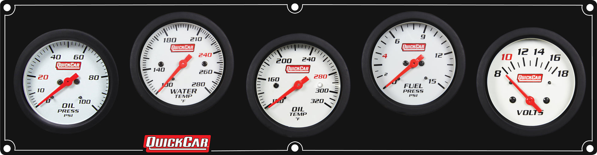 QUICKCAR RACING PRODUCTS Extreme 5 Panel w/Tach OP/WT/OT/FP15/VT Black Gauges and Accessories Gauge Kits main image