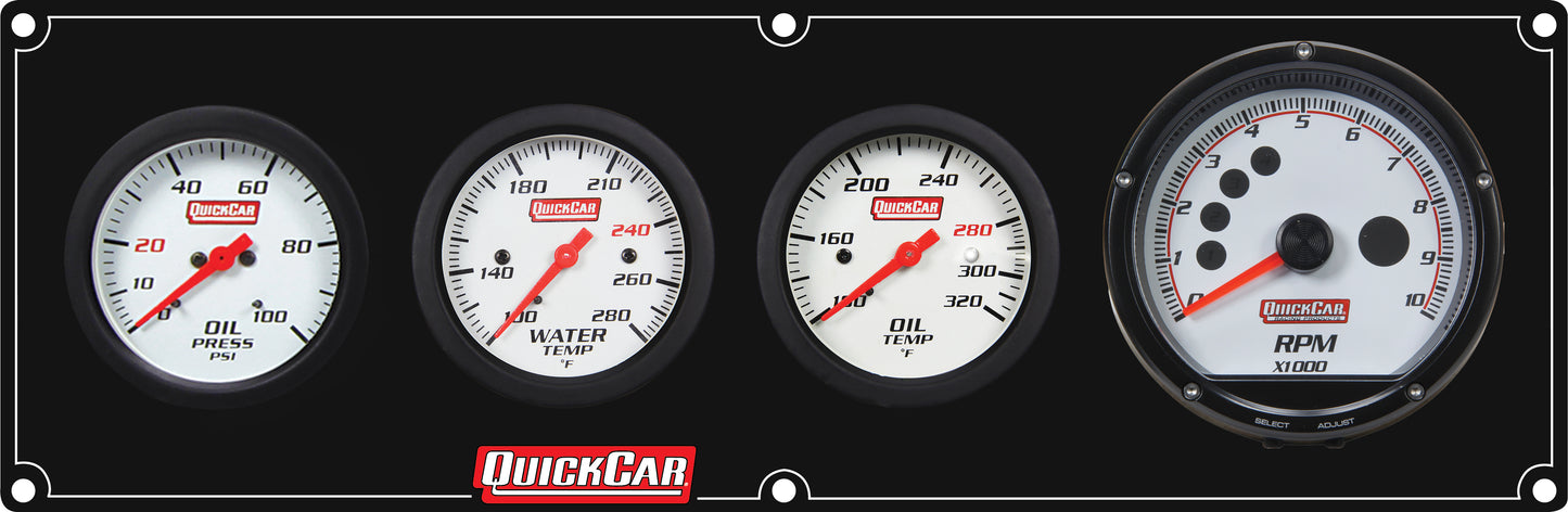 QUICKCAR RACING PRODUCTS Extreme 3-1 Panel w/Tach OP/WT/OT Black Gauges and Accessories Gauge Kits main image