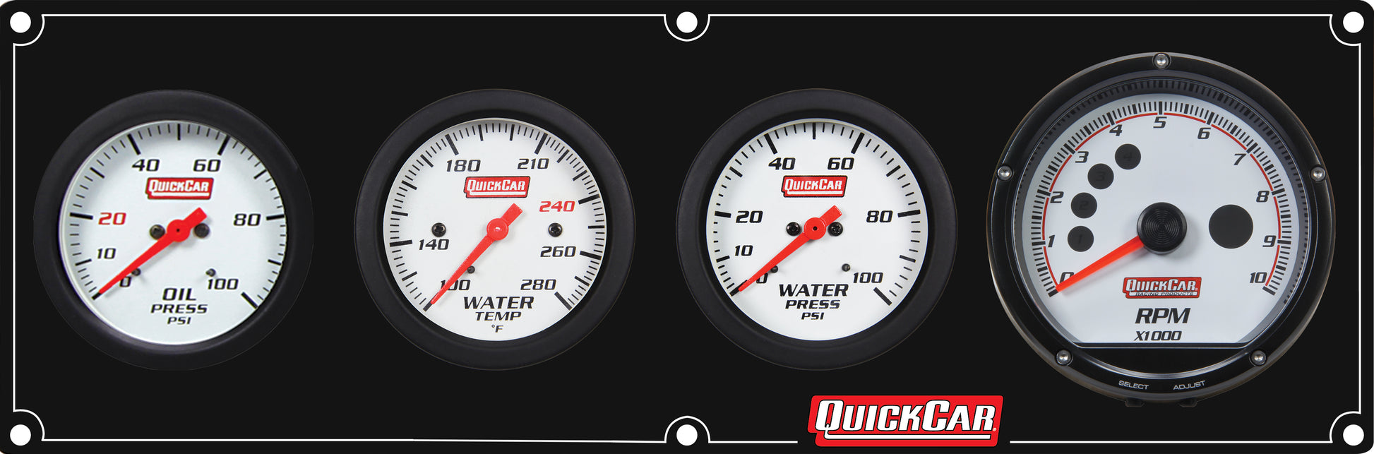 QUICKCAR RACING PRODUCTS Extreme 3-1 Panel w/Tach OP/WT/WP Black Gauges and Accessories Gauge Kits main image