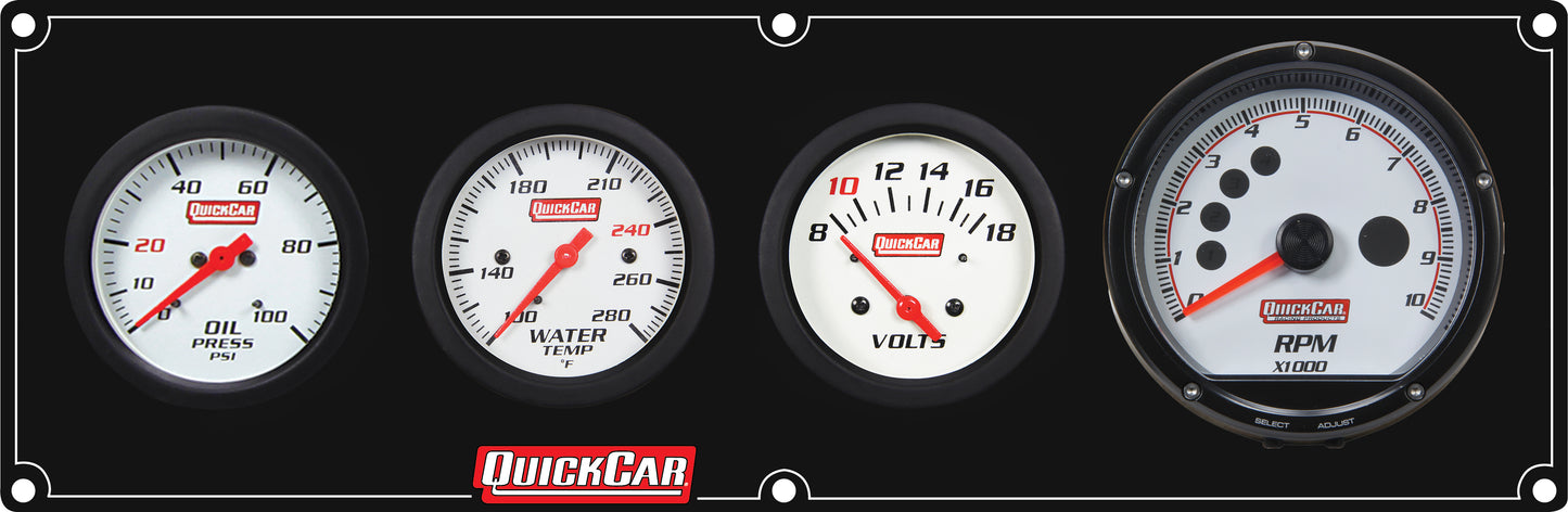 QUICKCAR RACING PRODUCTS Extreme 3-1 Panel w/Tach OP/WT/VT Black Gauges and Accessories Gauge Kits main image