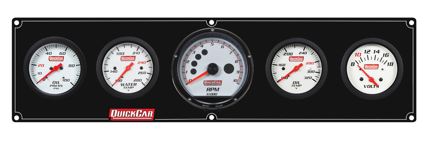 QUICKCAR RACING PRODUCTS Extreme 4-1 Panel w/Tach OP/WT/OT/VT Black Gauges and Accessories Gauge Kits main image