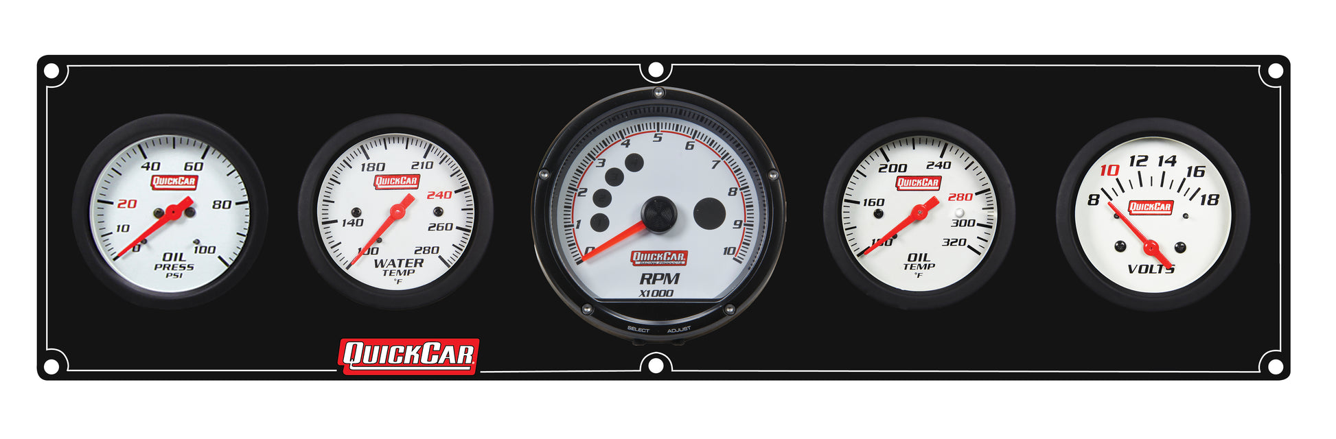 QUICKCAR RACING PRODUCTS Extreme 4-1 Panel w/Tach OP/WT/OT/VT Black Gauges and Accessories Gauge Kits main image