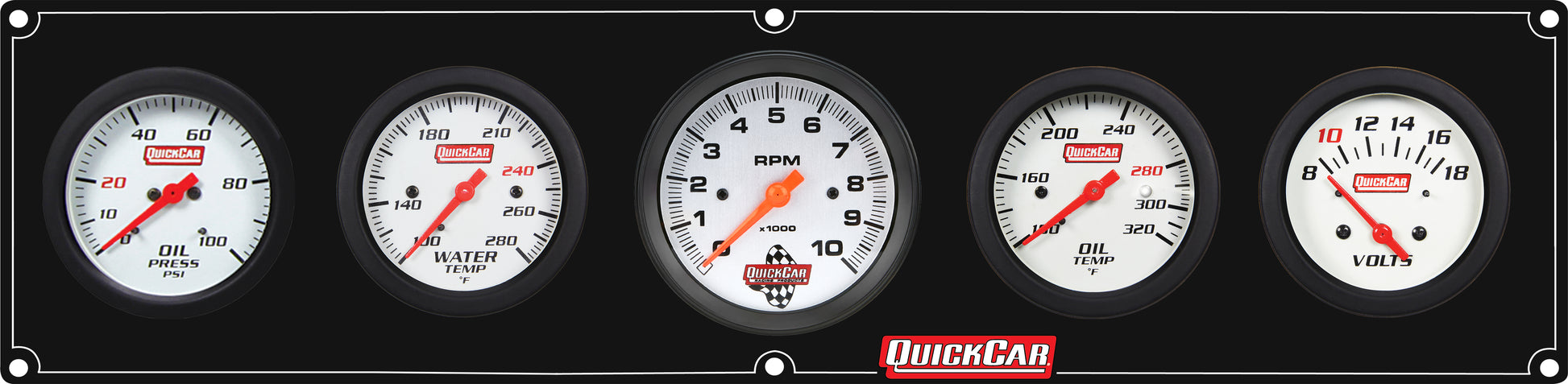 QUICKCAR RACING PRODUCTS Extreme 4-1 Panel w/Tach OP/WT/OT/VT Black Gauges and Accessories Gauge Kits main image