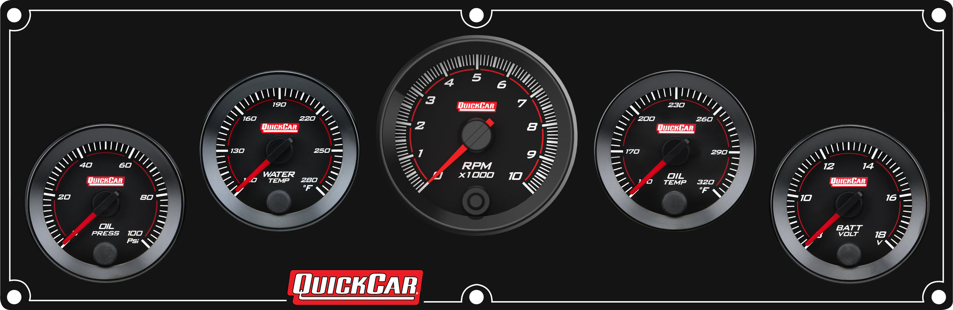 QUICKCAR RACING PRODUCTS RedLine Panel 2-1/16in 4-1 OP/WT/OT/VT Gauges and Accessories Gauge Kits main image
