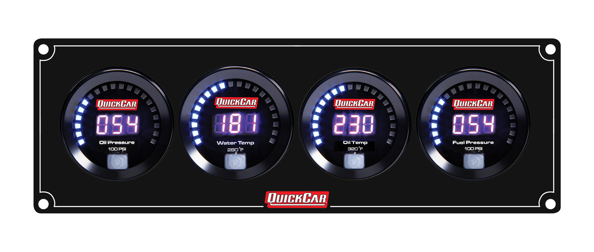 QUICKCAR RACING PRODUCTS Digital 4 Gauge Panel OP/WT/OT/FP100 Gauges and Accessories Gauge Kits main image