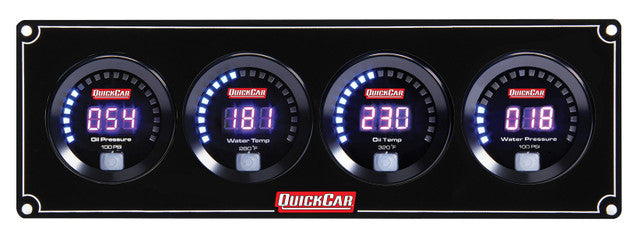 QUICKCAR RACING PRODUCTS Digital 4 Gauge Panel OP/WT/OT/WP Gauges and Accessories Gauge Kits main image